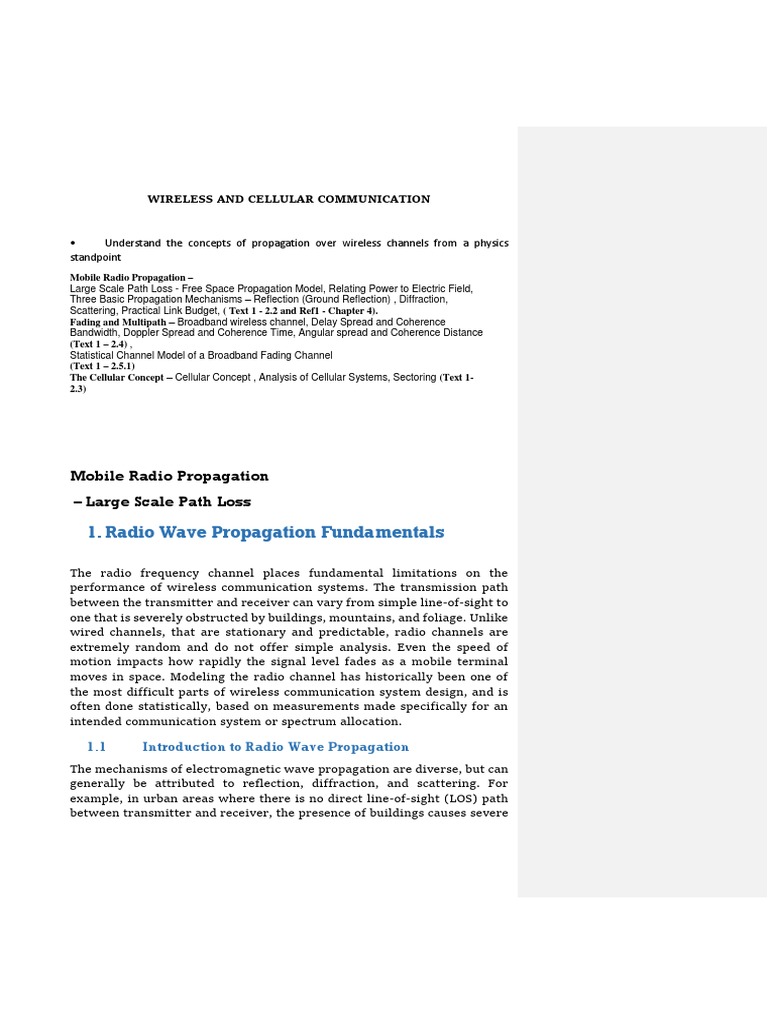 Wireless Communication Propagation Basics | PDF | Radio Propagation | Radio