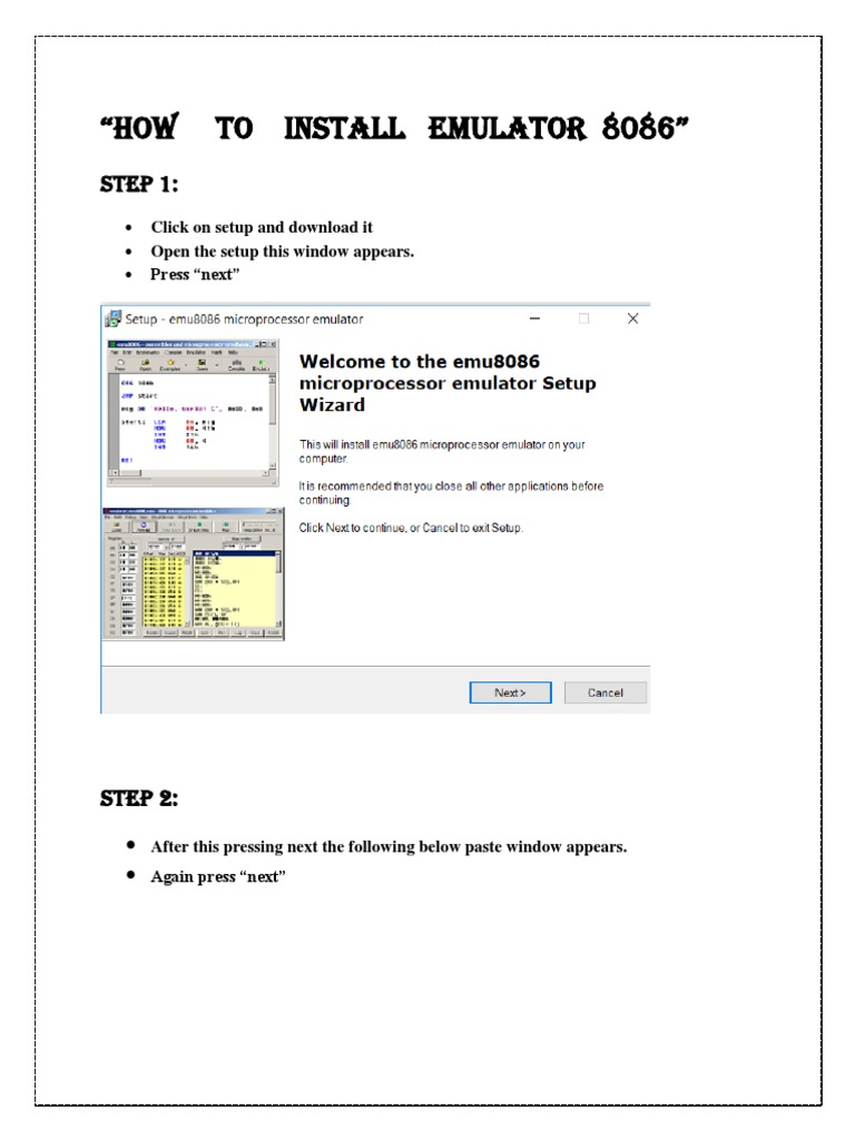 Install 8086 Emulator Guide | PDF