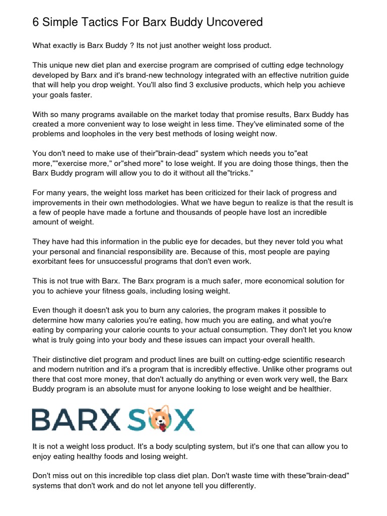 Barx Buddy: Innovative Weight Loss Tactics | PDF | Dieting | Weight Loss