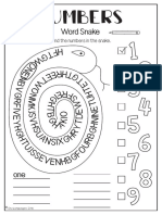Numbers Word Snake PDF