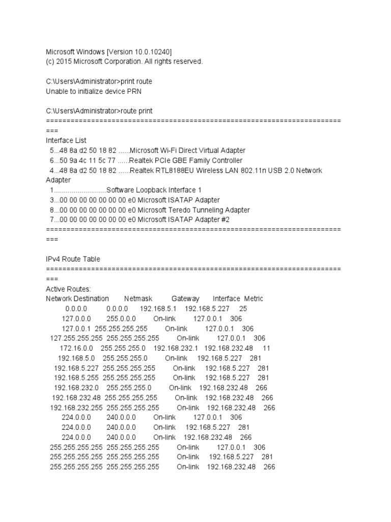 Add Route In Windows-10 | Pdf | Network Layer Protocols | Network Protocols