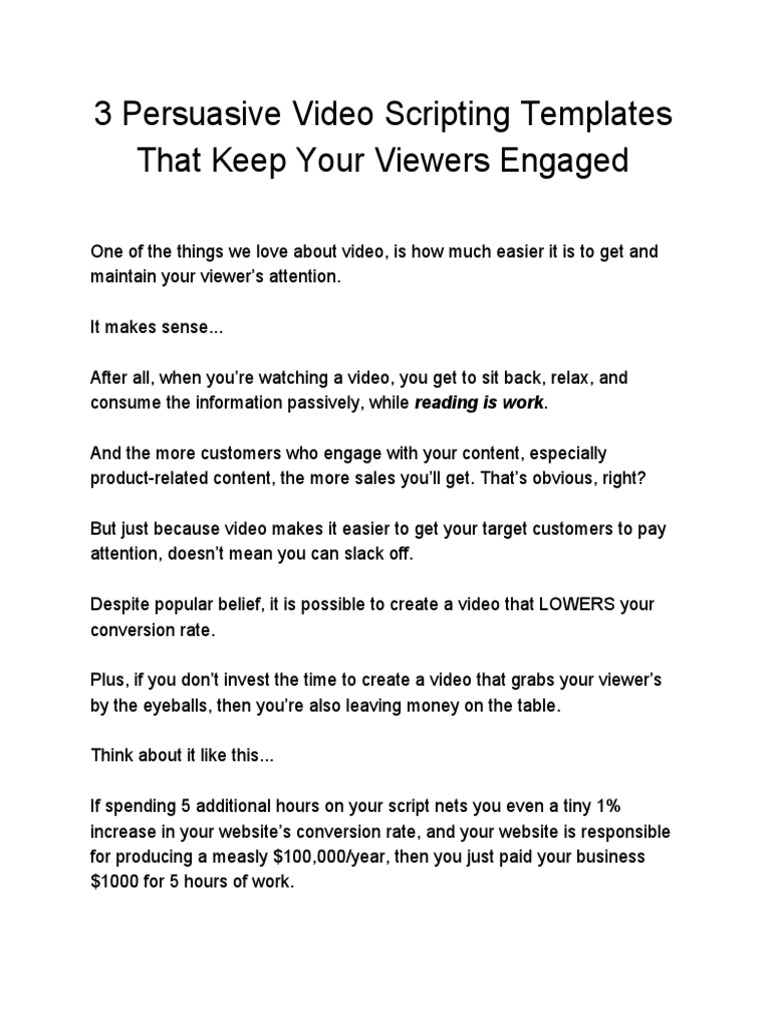 Video Script Templates for Engagement | PDF | Golf Course | Attention