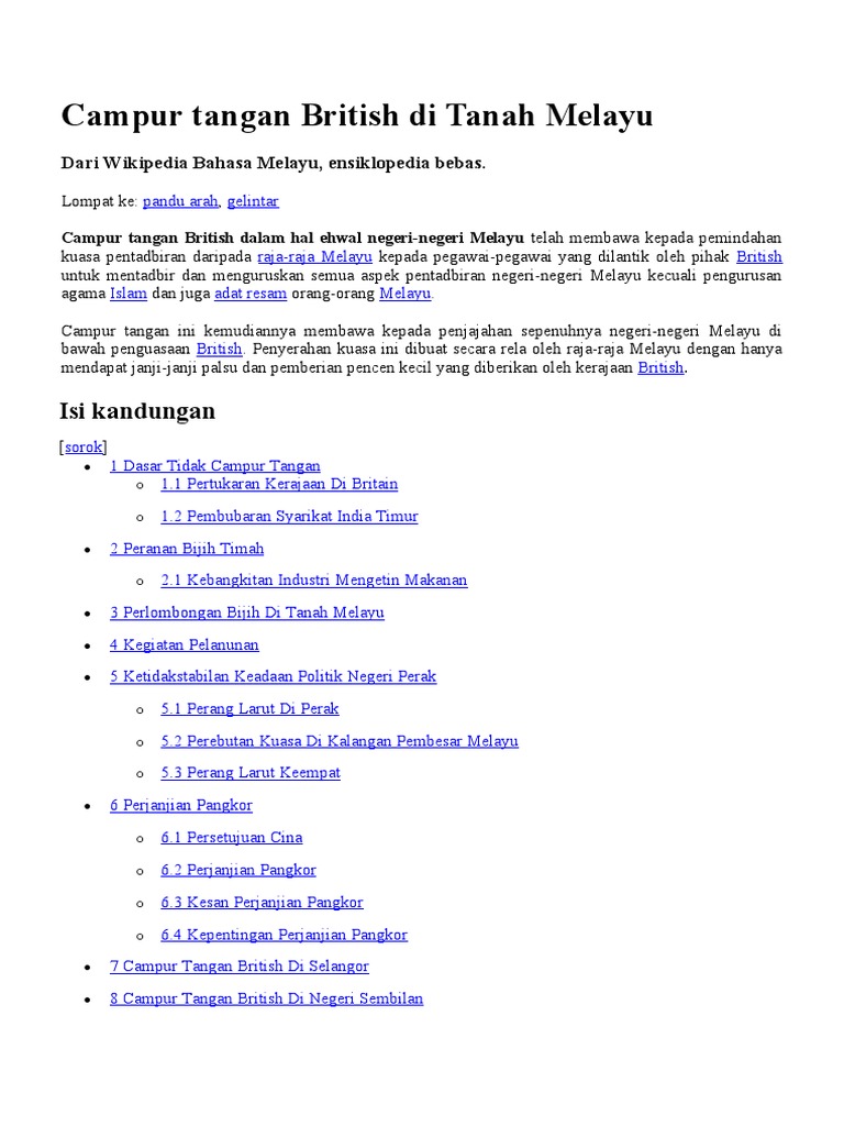 Kesan Campur Tangan British Di Tanah Melayu
