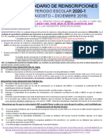 Calendario Reinscripciones Periodo Escolar 2020 1 PDF