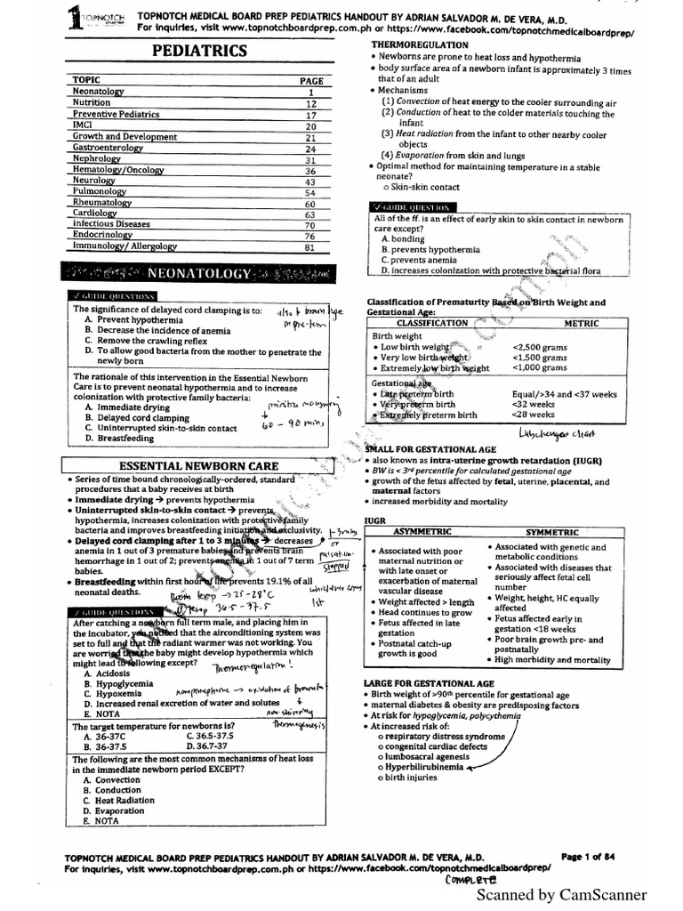 TOPNOTCH Pediatrics Main HO September 2018 PDF PDF