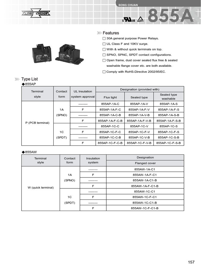 Relay 855AWP-1A-C-12VDC 855AWP-1A-C 12VDC 855AWP1AC 855AWP-1A 855A