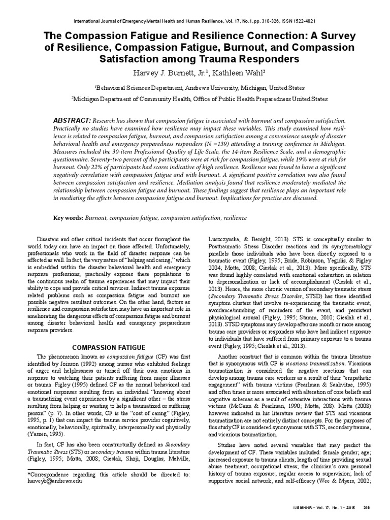 Resilience's Role in Compassion Fatigue | PDF | Psychological Trauma ...