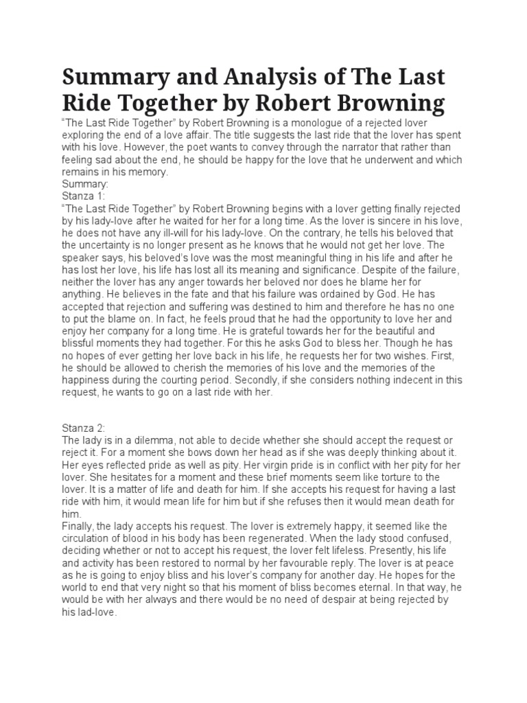 Analysis of Browning's Last Ride Together | PDF | Heaven | Poetry