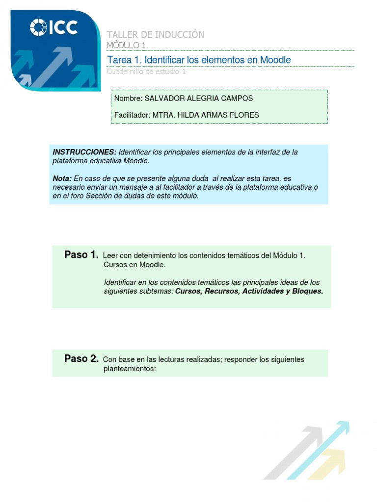Tarea 1 Modulo 1 Salvador Alegria | PDF | Moodle | Informática