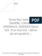 Fonds Paul Valéry. C CAHIERS. I CAHIERS ORIGINAUX. CCCCXXIX Cahier 223. Titre Imprimé Cahier de Cartographie