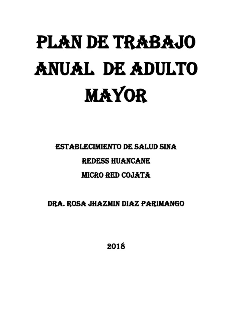 Plan Anual de Salud para Adultos Mayores | PDF | Envejecimiento | Vejez