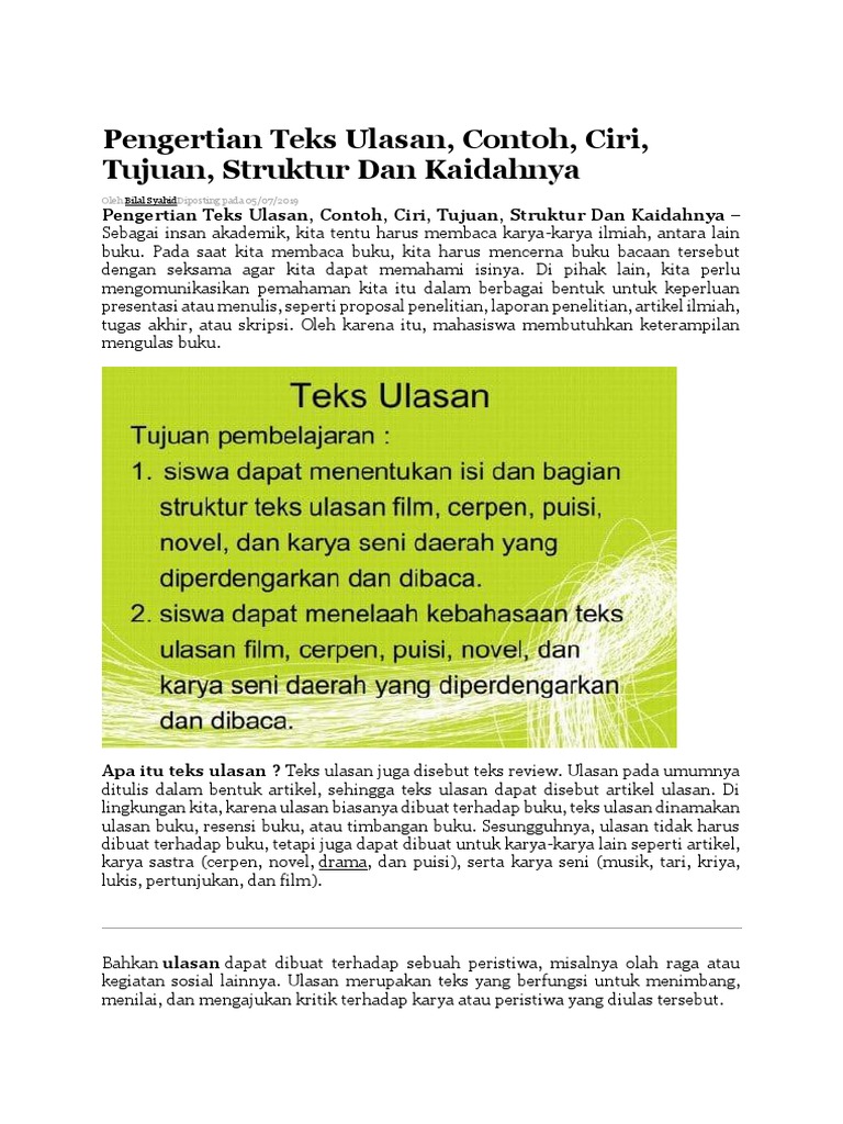 Peranan Bahasa dalam Ulasan