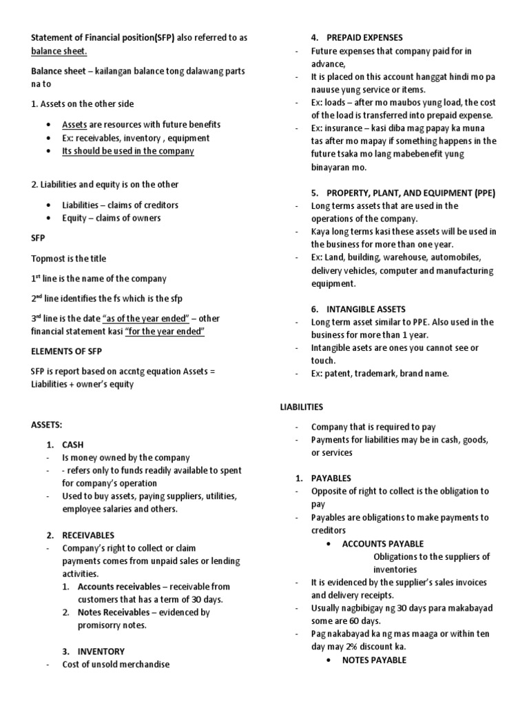 Understanding Statement of Financial Position | PDF | Accounts Payable ...