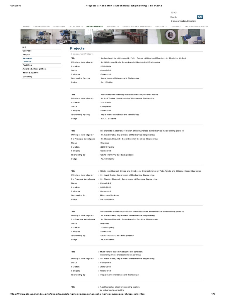 Projects - Research - Mechanical Engineering - IIT Patna PDF | PDF ...
