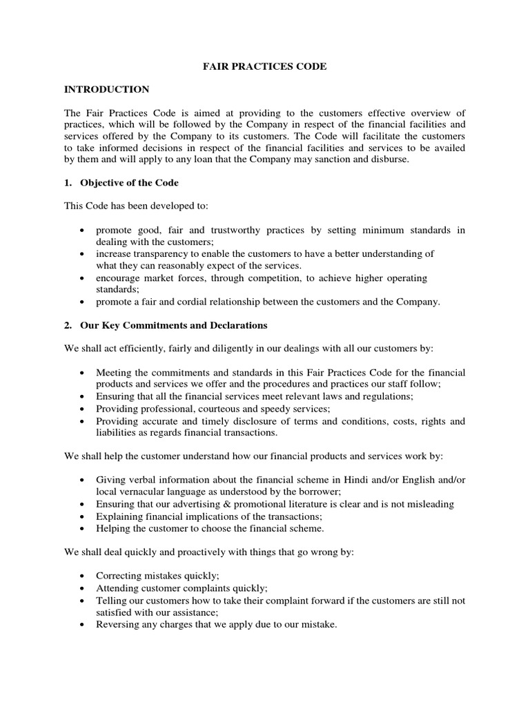 Arogya Finance Fair Practices Code | PDF | Loans | Interest