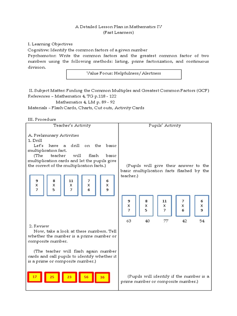 GCF Lesson Plan for Grade 5 | PDF | Learning | Cognition