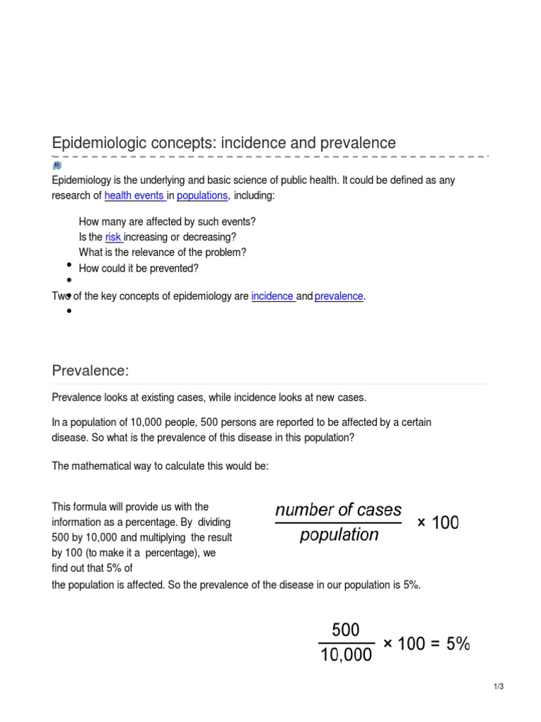 Incidence and Prevalence in Epidemiology | PDF | Incidence ...