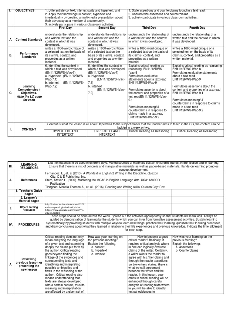 Reading and Writing Sample DLL PDF Intertextuality Learning