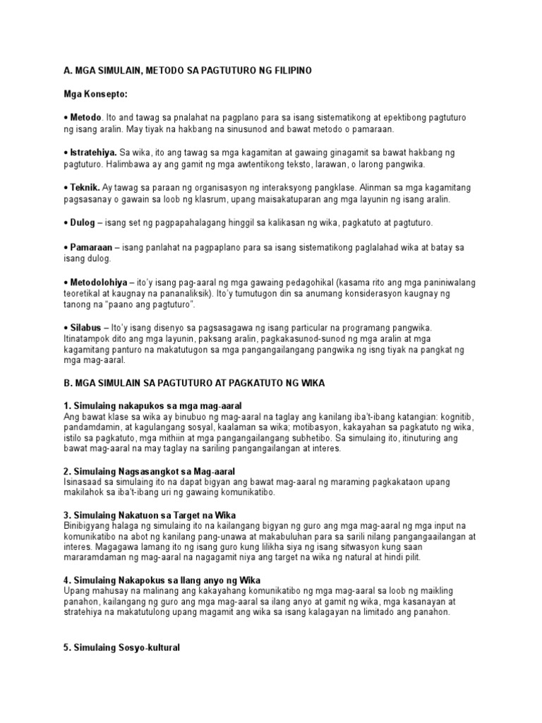 256877705 Mga Simulain Metodo Sa Pagtuturo Ng Filipino