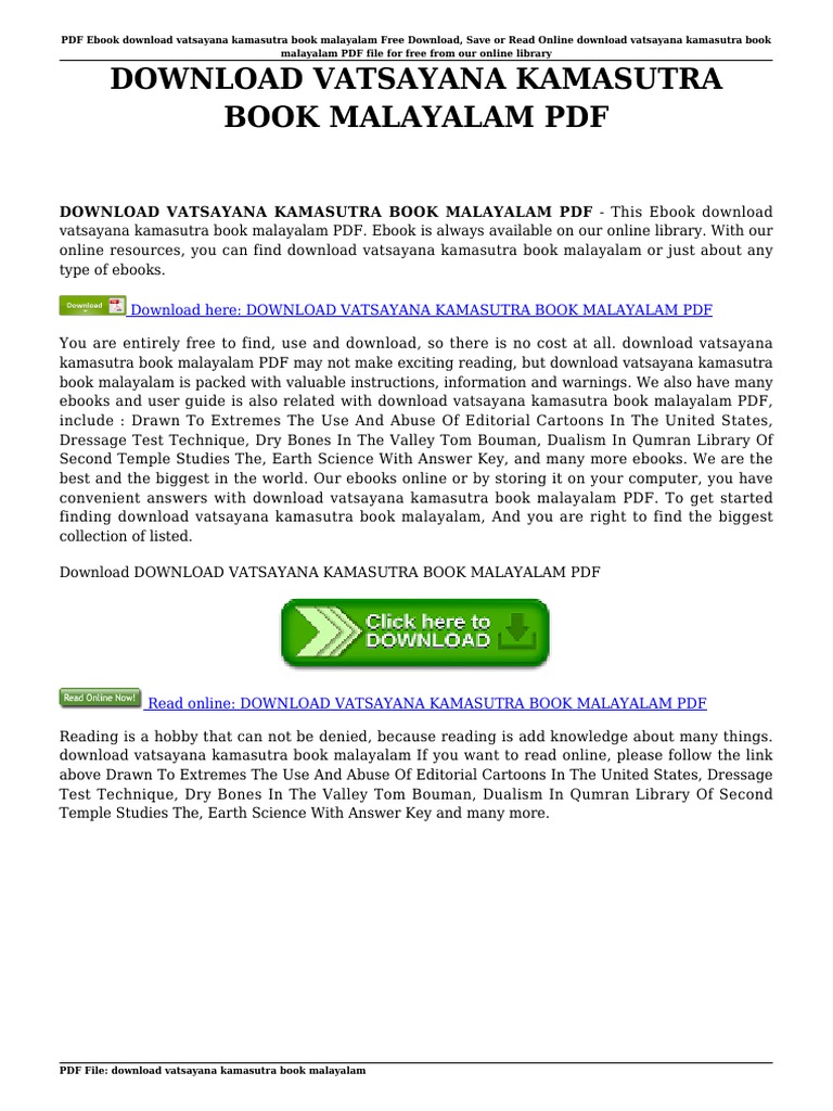 Vatsayana Kamasutra Book Malayalam | PDF | Digital Distribution | E Books