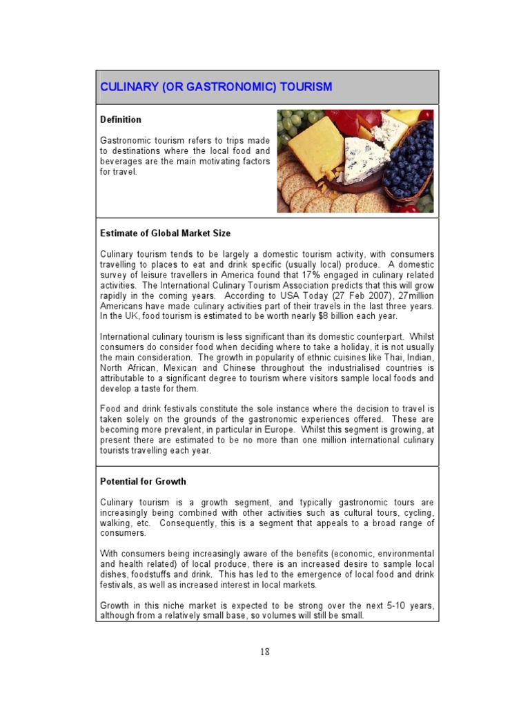 Culinary Or Gastronomic Tourism Pdf Tourism Gastronomy