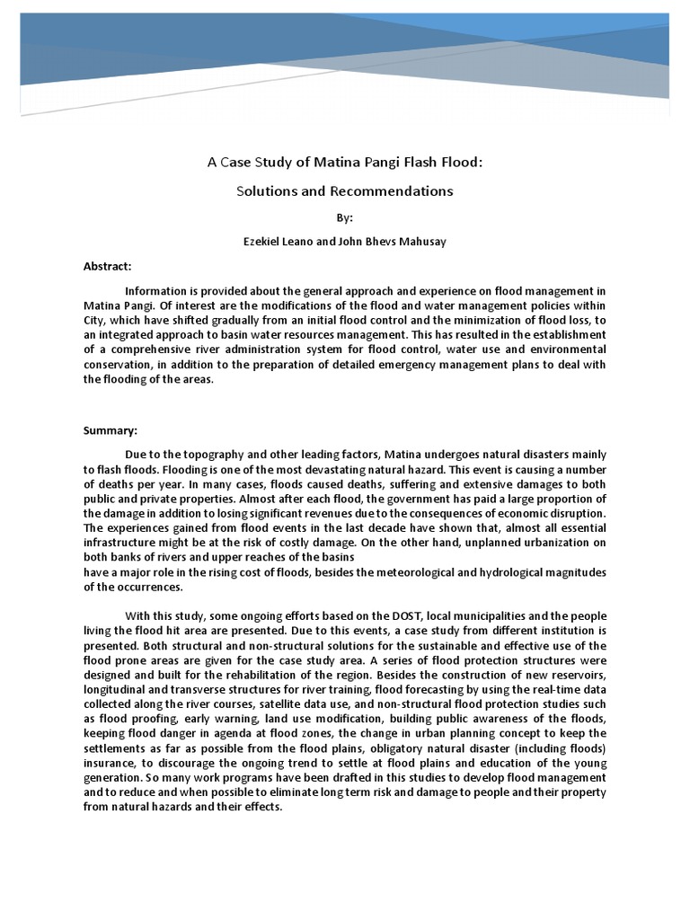 Case Study On Flood | PDF | Flood | Flood Control
