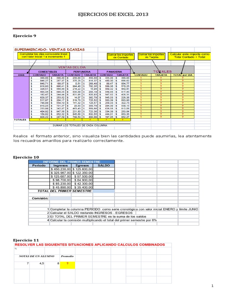 Ejercicios Prácticos de Excel 2013 | PDF | Microsoft Excel | Hoja de ...