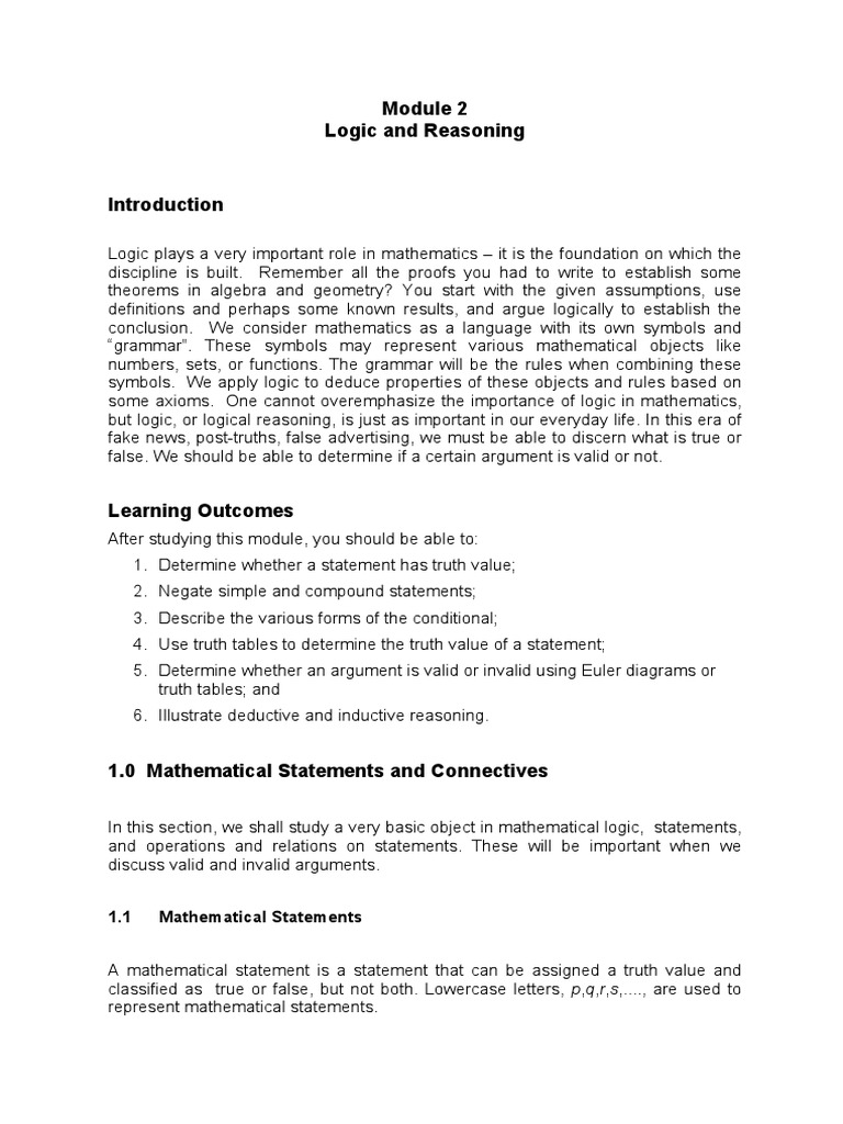 Logic and Reasoning in Mathematics | PDF | Argument | Reasoning