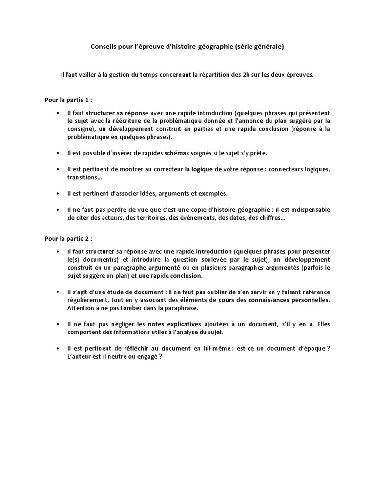 Faut Il Faire Des Schemas Pour Une Composition De Géographie Conseils Epreuve Histoire Geo VoieG | PDF