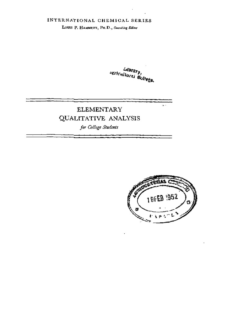 Elementary Qualitative Analysis PDF Filtration Ion