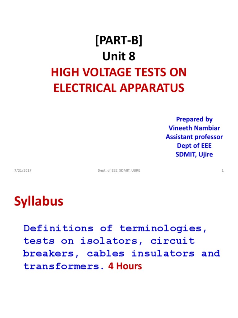 High Voltage Testing of Electrical Equipment | PDF | Insulator ...