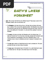 Earth Layer Worsheet f13-2 PDF