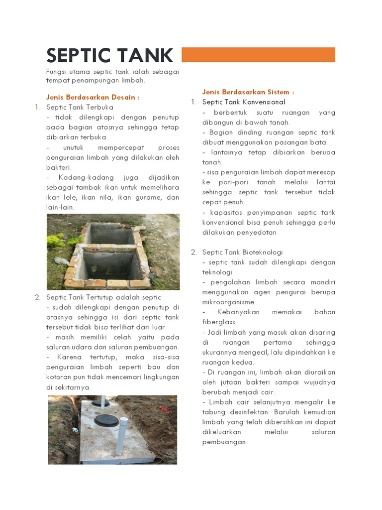 Desain dan Kegunaan Septic Tank | PDF