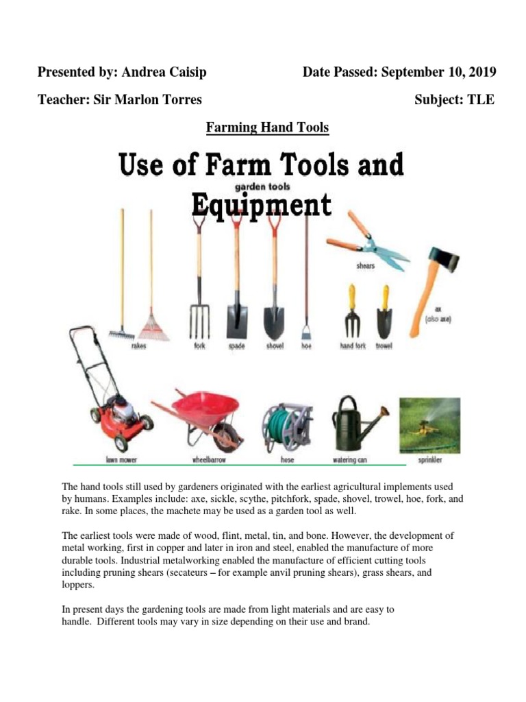 Essential Hand Tools for Farming | PDF | Farming Tools | Agriculture