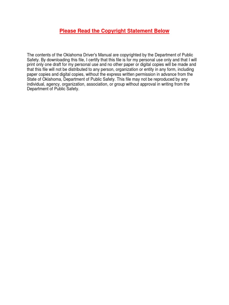 Oklahoma Driving Manual PDF | PDF | Driver's License | Identity Document