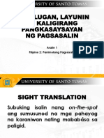 FIL 2. Aralin 1 Kahulugan, Layunin at Maikling Kaligirang Kasaysayan NG Pagsasalin PDF