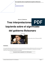 Tres Interpretaciones de La Izquierda Sobre El Significado Del Gobierno de Bolsonaro