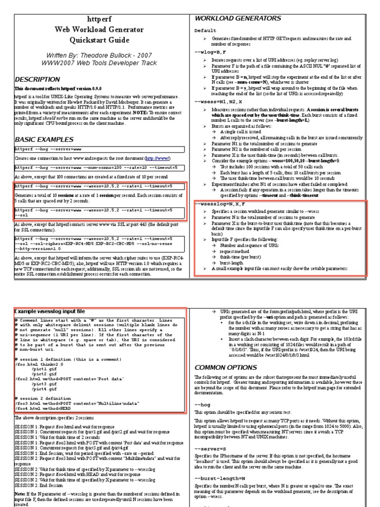 Httperf Quickstart Guided PDF | PDF | Transmission Control Protocol ...