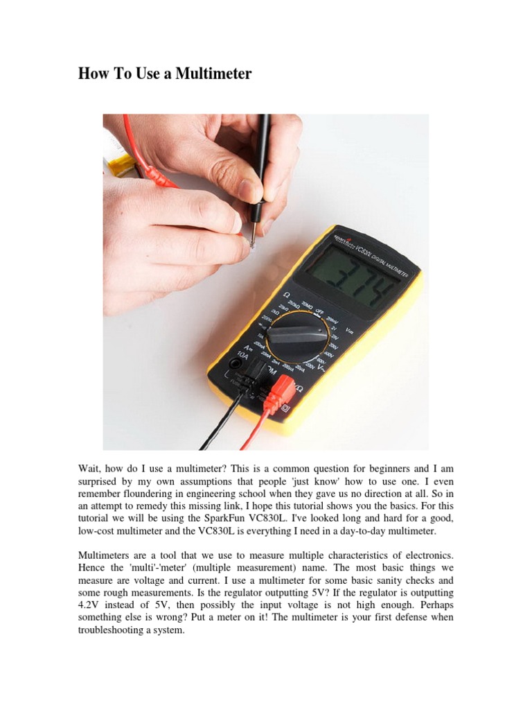 How To Use A Multimeter Kit 10338 PDF | PDF | Resistor | Electrical ...