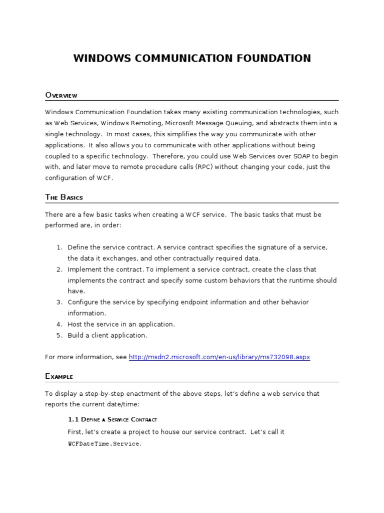WCF: Building a DateTime Service | PDF