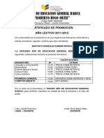 Certificado de Promociòn y Matricula