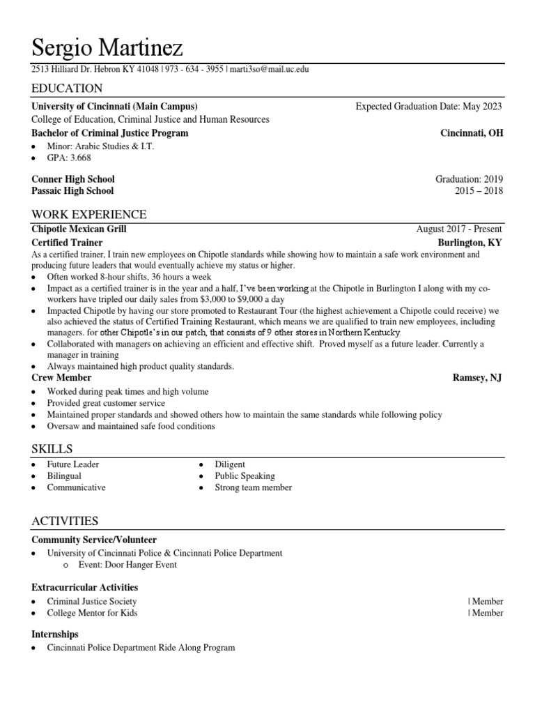 Resume PDF Chipotle Mexican - 1719781479