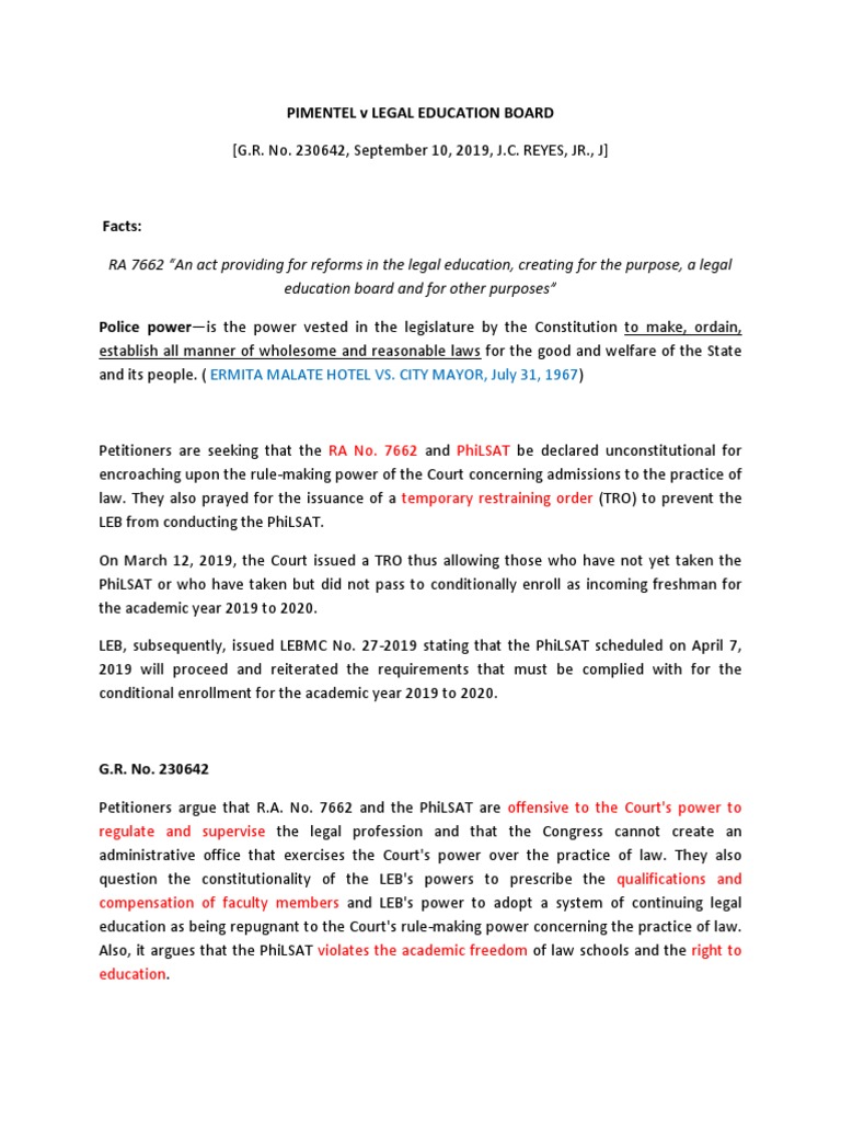 Pimentel V Leb Legal Education Law School