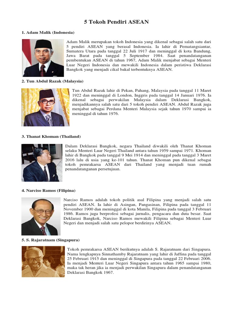 5 Tokoh Pendiri Asean Docx