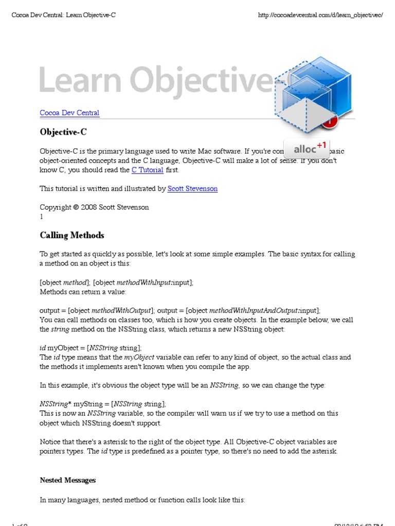 Cocoa Dev Central Learn Objective-C | PDF | Objective C | Class ...
