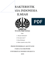 Karakteristik Bahasa Indonesia Ilmiah