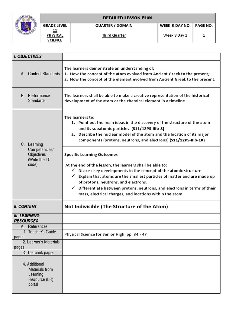 Lesson Plan: Understanding Atomic Structure | PDF | Atoms | Proton