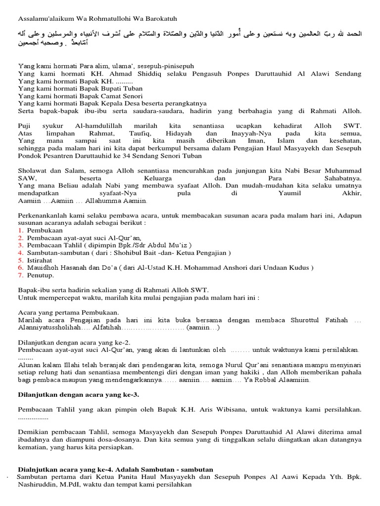 Teks Mc Haul Masyayekh Dan Sesepuh Docx