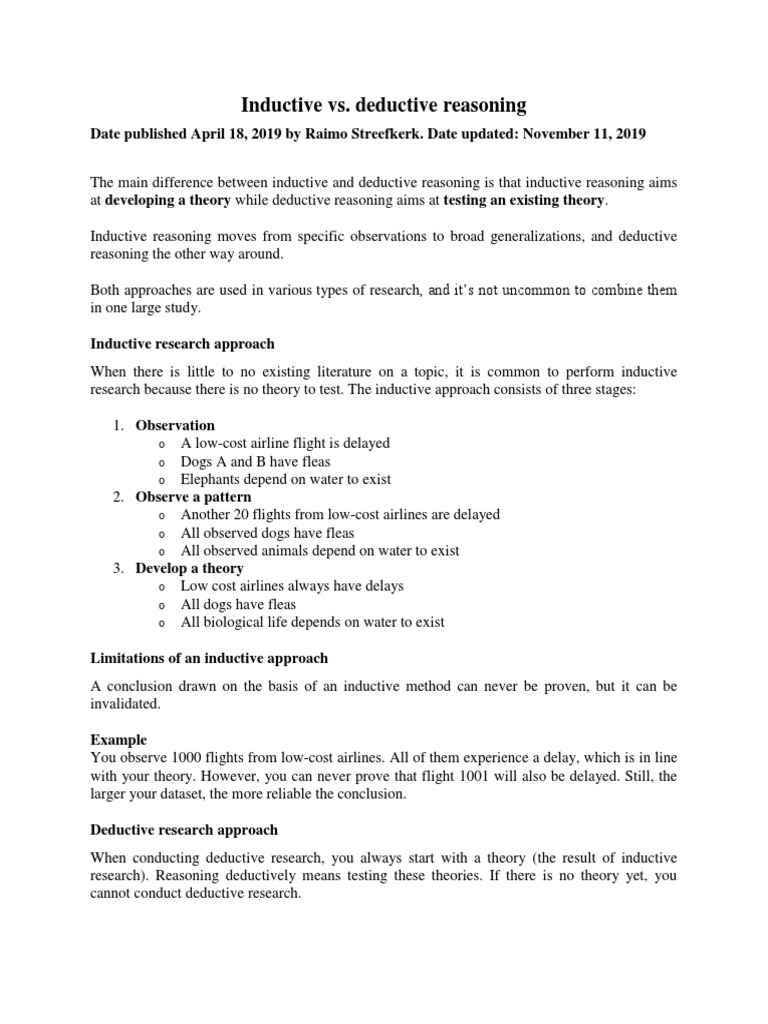 Inductive Vs Deductive PDF Inductive Reasoning Deductive Reasoning