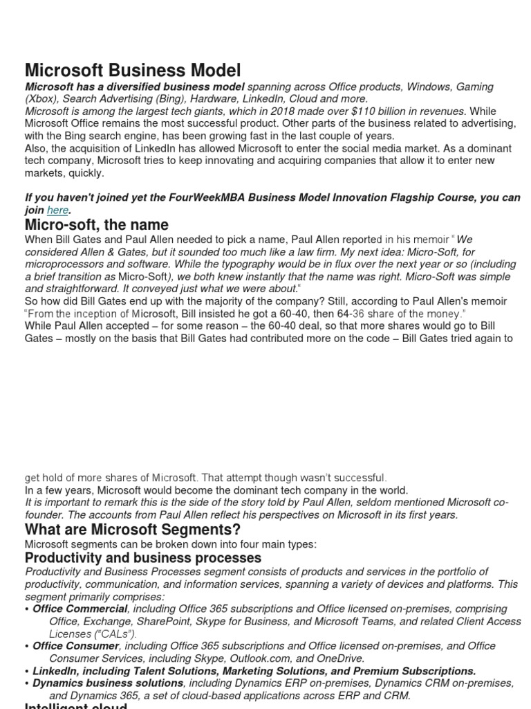 Microsoft Business Model Overview | PDF | Microsoft | Microsoft Office